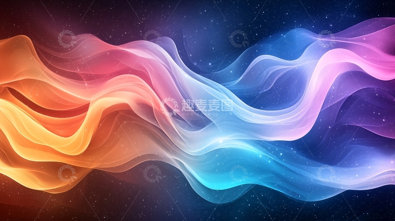高清大图下载【趣麦麦图】梦幻色彩波浪星空背景