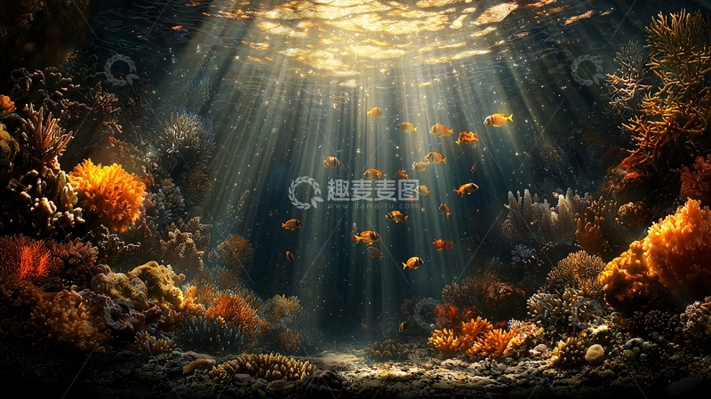 高清大图下载【趣麦麦图】水下阳光穿透
