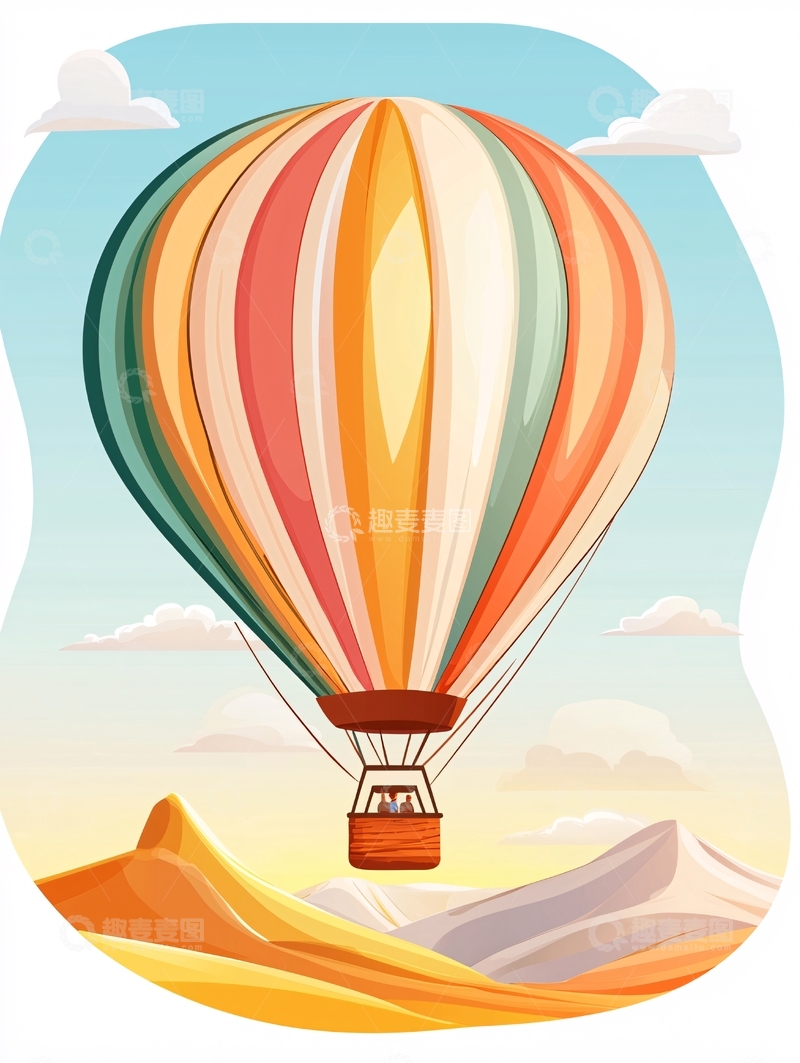 高清大图下载【趣麦麦图】热气球在空中飞行