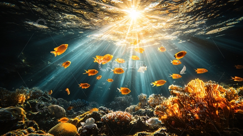 高清大图下载【趣麦麦图】水下阳光高清图片