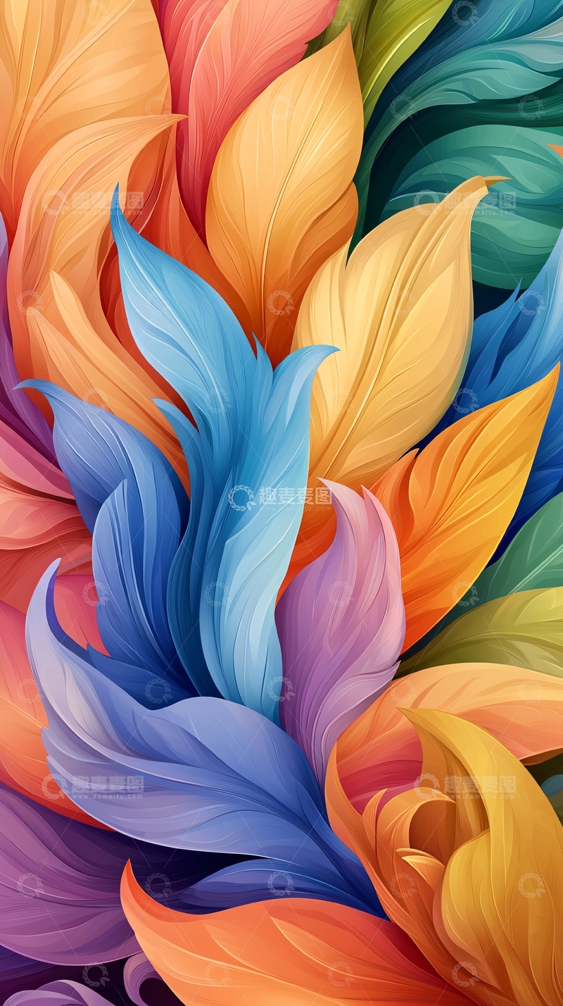 高清大图下载【趣麦麦图】色彩斑斓的羽毛纹理背景