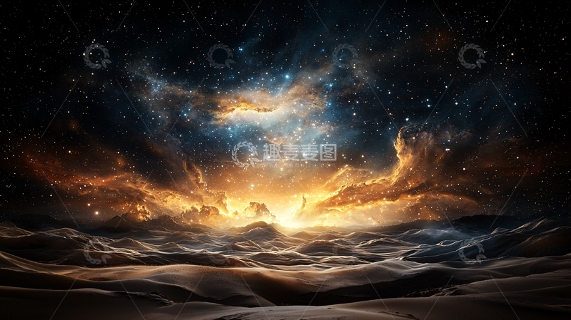 高清大图下载【趣麦麦图】星空下波涛汹涌的海面