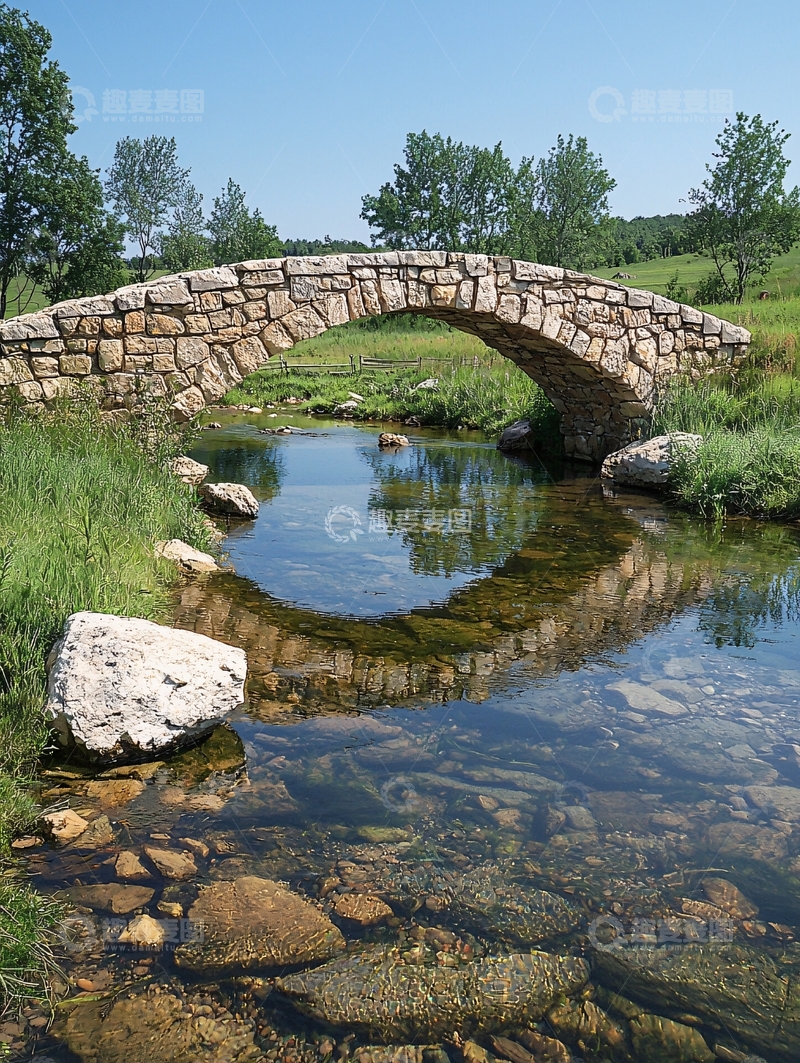 高清大图下载【趣麦麦图】石桥流水自然风光