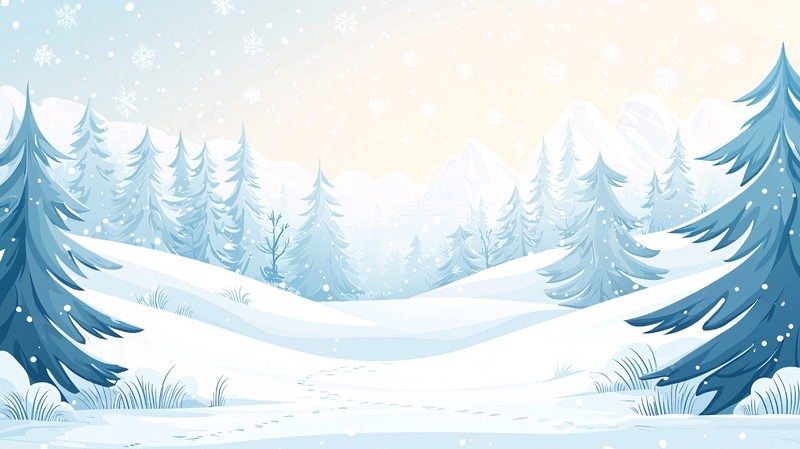 高清大图下载【趣麦麦图】冬日雪景唯美清新插画