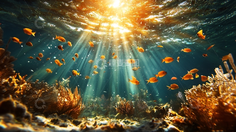 高清大图下载【趣麦麦图】海底阳光穿透