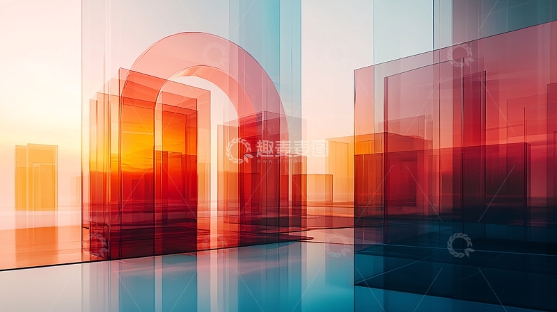 高清大图下载【趣麦麦图】现代玻璃建筑抽象艺术背景