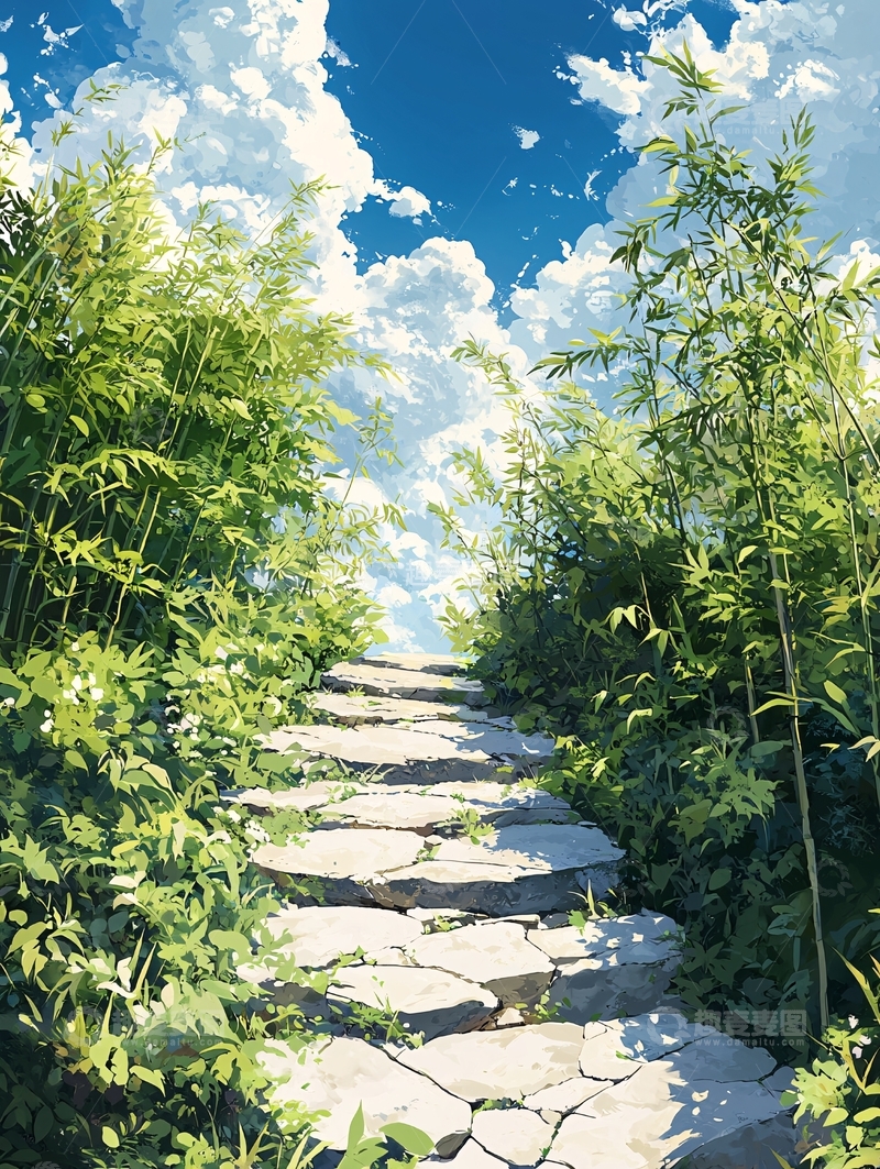 高清大图下载【趣麦麦图】竹林小径自然风光