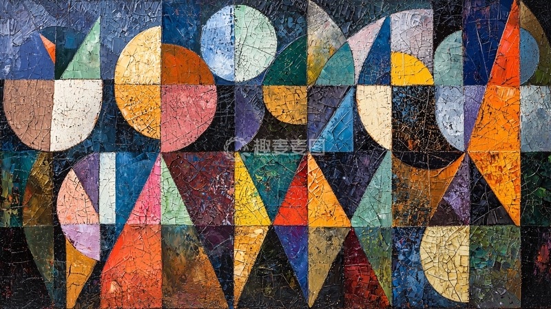 高清大图下载【趣麦麦图】抽象几何拼贴画背景素材