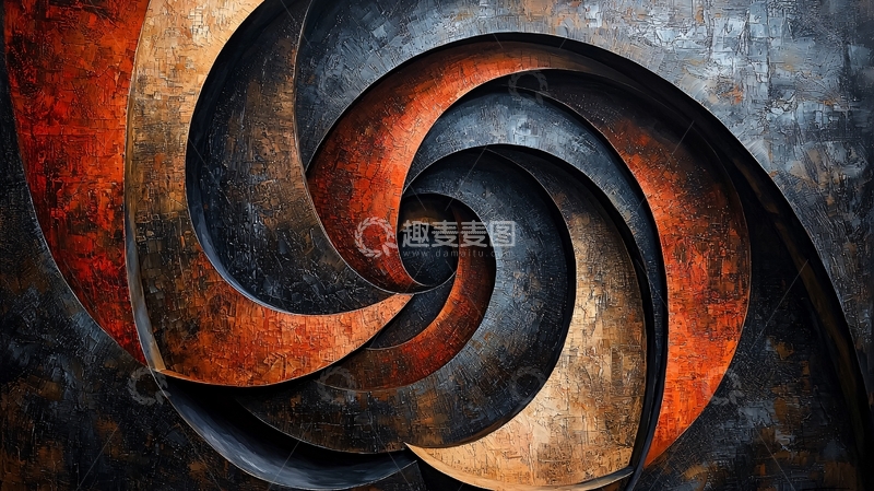 高清大图下载【趣麦麦图】螺旋金属纹理抽象艺术背景