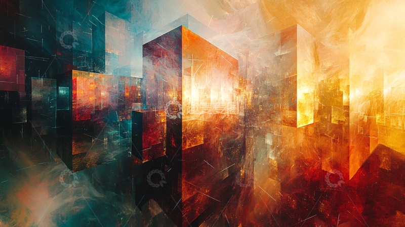 高清大图下载【趣麦麦图】未来城市光影抽象艺术