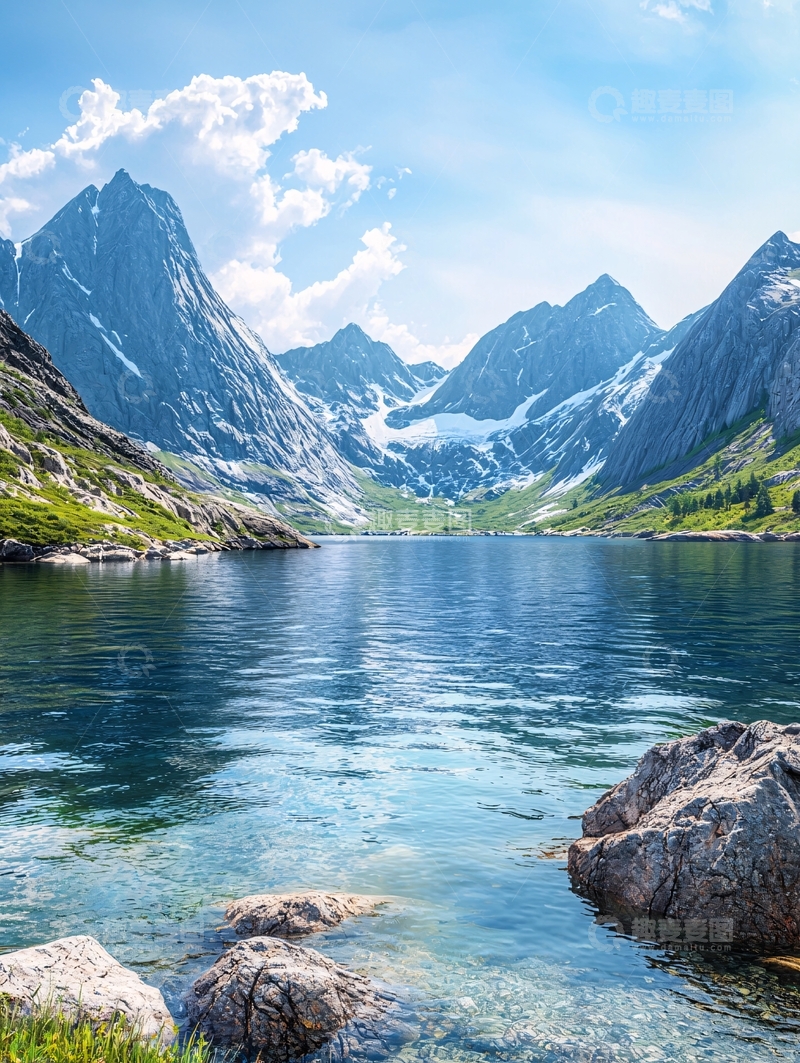 高清大图下载【趣麦麦图】山水相依的壮丽景色