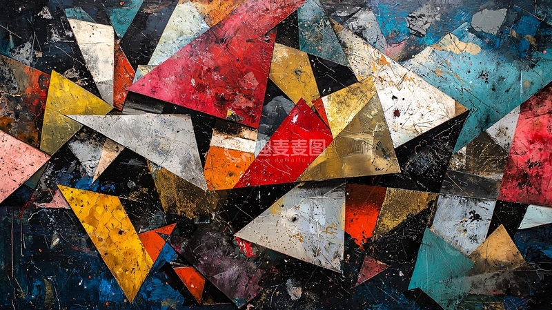 高清大图下载【趣麦麦图】抽象几何三角形拼接艺术背景