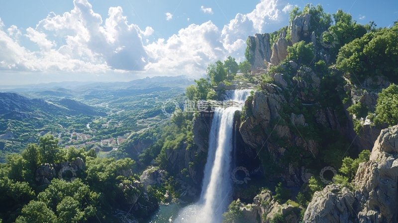 高清大图下载【趣麦麦图】壮丽瀑布景观