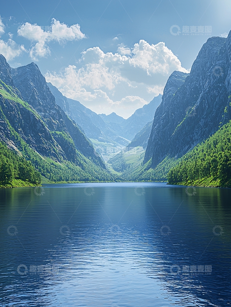 高清大图下载【趣麦麦图】山间湖泊宁静致远