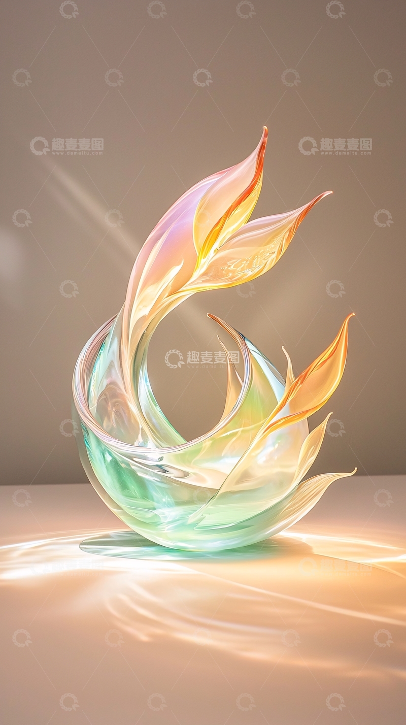 高清大图下载【趣麦麦图】水晶火焰艺术雕塑