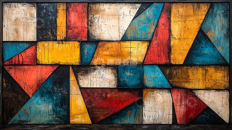 高清大图下载【趣麦麦图】抽象几何拼接木板背景