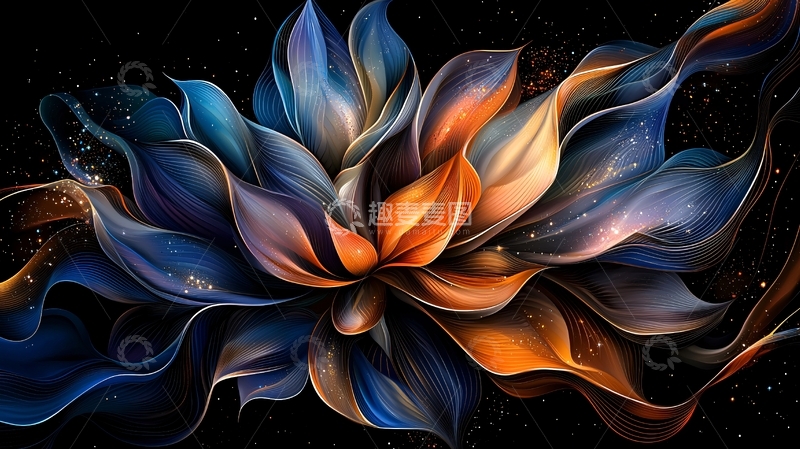 高清大图下载【趣麦麦图】梦幻星空下的抽象花朵