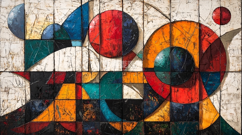 高清大图下载【趣麦麦图】抽象几何拼接艺术画板