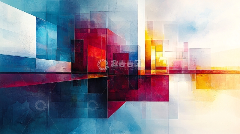 高清大图下载【趣麦麦图】抽象几何色彩拼接背景图