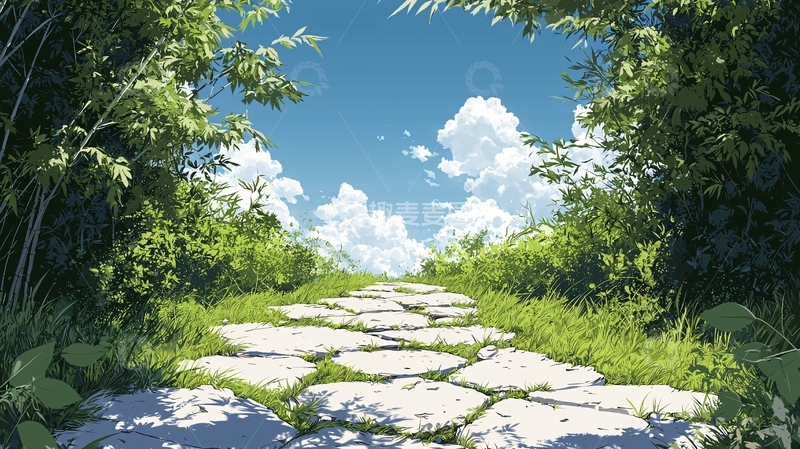 高清大图下载【趣麦麦图】石径通幽绿意盎然