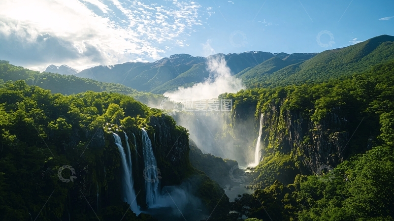 高清大图下载【趣麦麦图】壮丽瀑布飞流直下