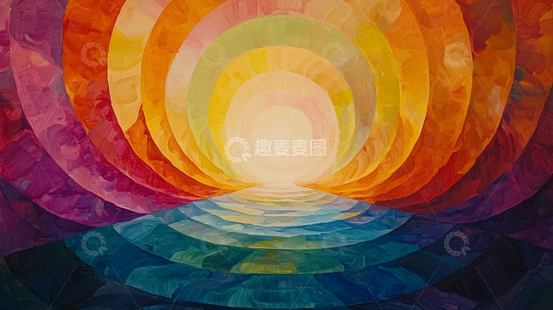 高清大图下载【趣麦麦图】彩虹隧道光晕艺术画