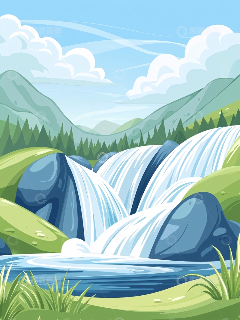 高清大图下载【趣麦麦图】风景如画的瀑布