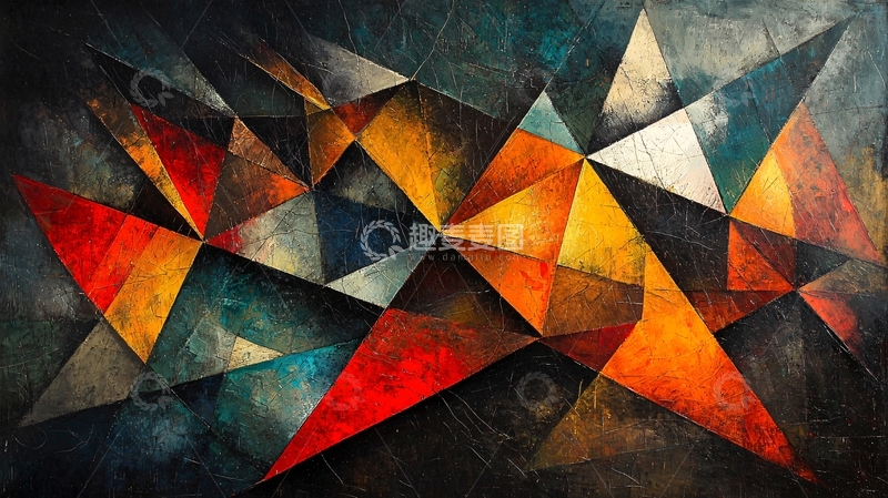 高清大图下载【趣麦麦图】抽象几何三角形艺术画