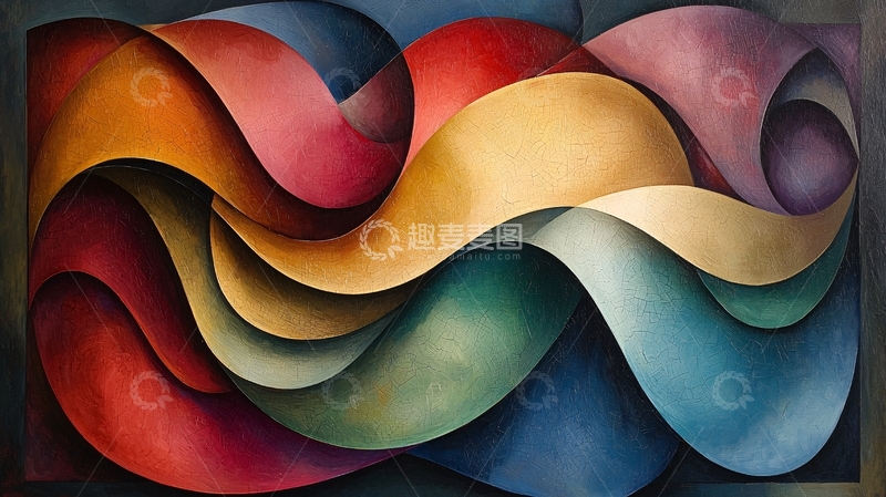 高清大图下载【趣麦麦图】抽象色彩波浪线条艺术画