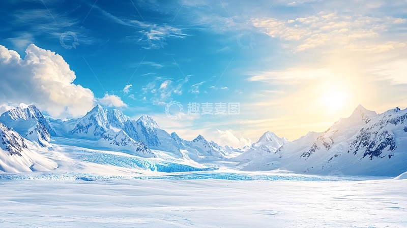 高清大图下载【趣麦麦图】雪山冰川日出美景