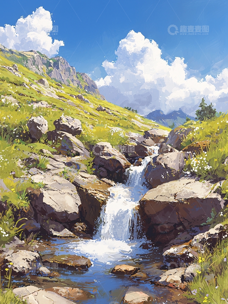 高清大图下载【趣麦麦图】山间小溪流水潺潺