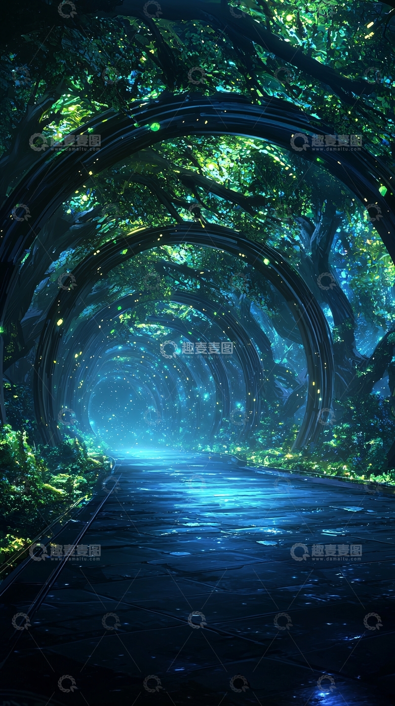 高清大图下载【趣麦麦图】森林隧道光影之美