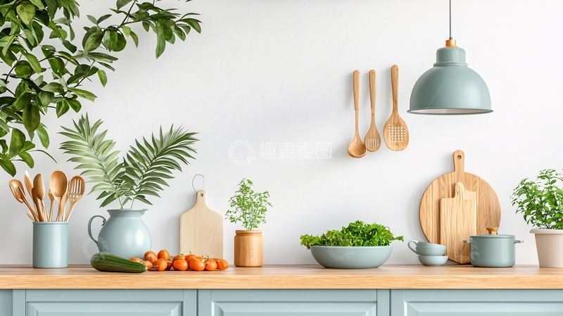 高清大图下载【趣麦麦图】清新自然厨房装饰场景