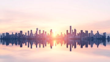 日落城市天际线