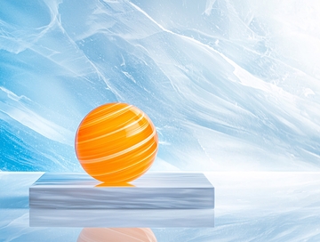 冰蓝色背景上的橙色球体