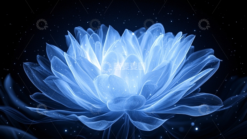 高清大图下载【趣麦麦图】蓝色莲花夜景背景