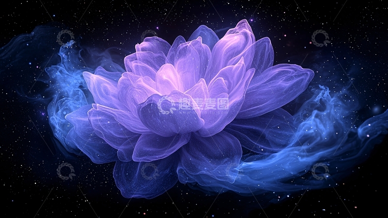 高清大图下载【趣麦麦图】梦幻紫色莲花与星空背景