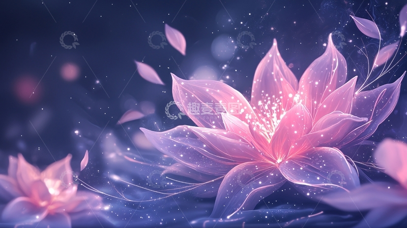 高清大图下载【趣麦麦图】梦幻莲花飘落背景图