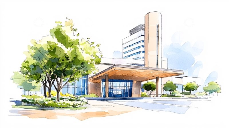 高清大图下载【趣麦麦图】现代建筑与自然景观水彩画