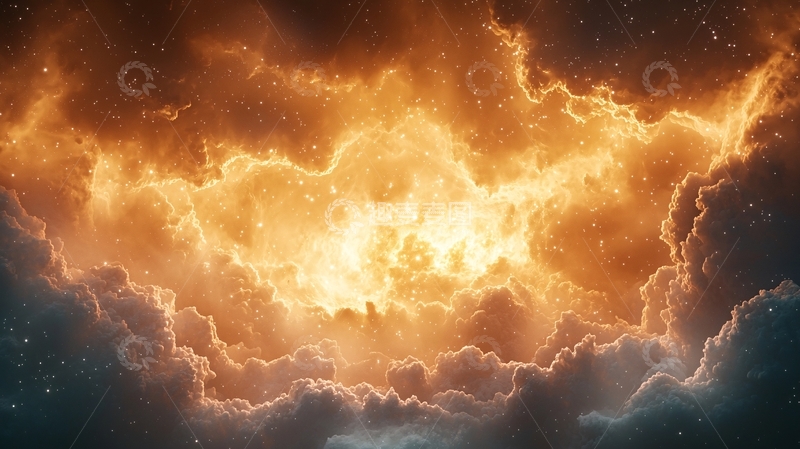 高清大图下载【趣麦麦图】金色风暴云层背景