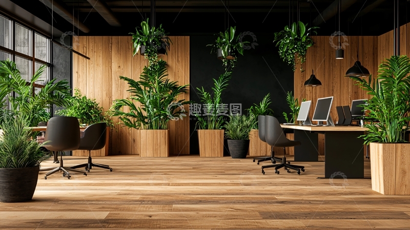 高清大图下载【趣麦麦图】现代办公室植物装饰设计