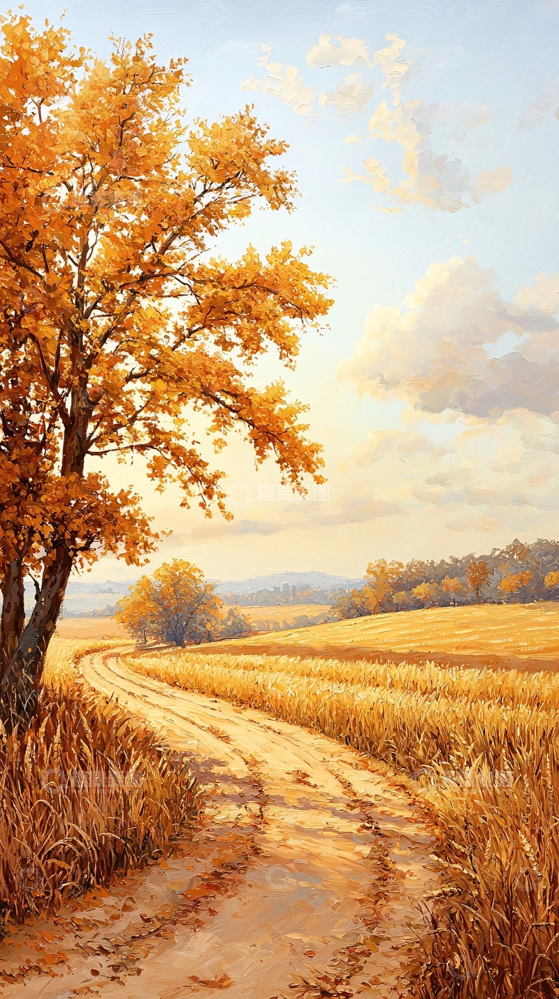 高清大图下载【趣麦麦图】秋日田野小径风景