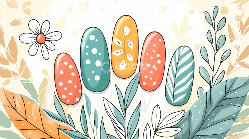 高清大图下载【趣麦麦图】春季花卉手绘指甲设计图案