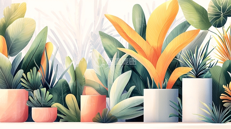 高清大图下载【趣麦麦图】热带植物盆栽装饰素材
