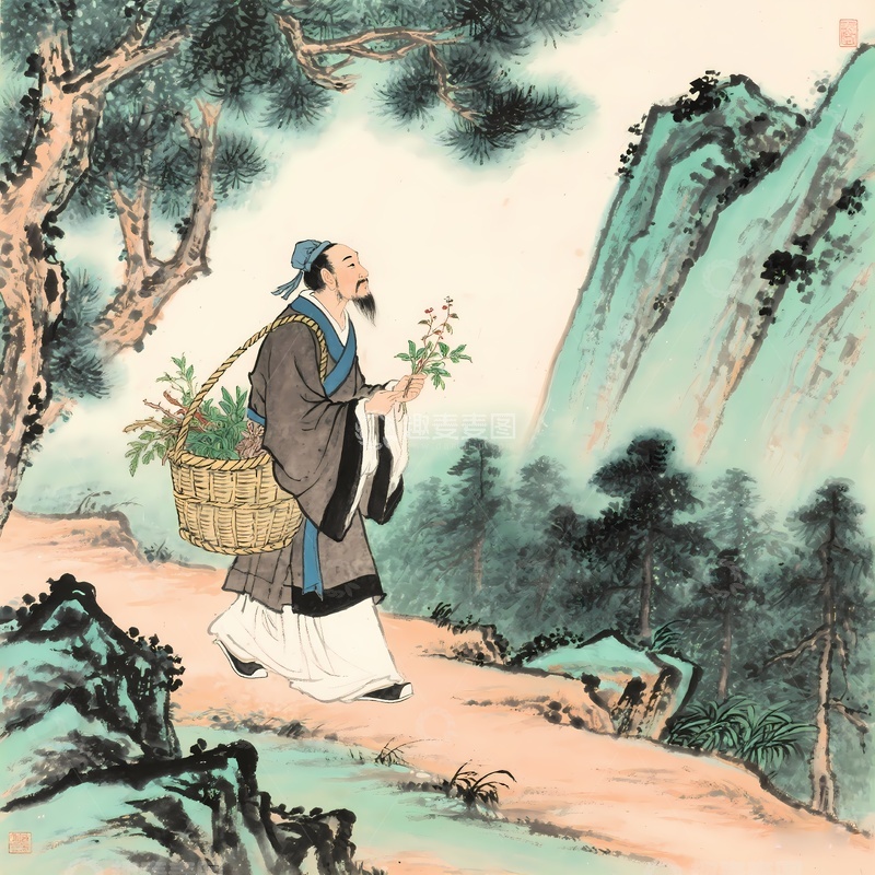 高清大图下载【趣麦麦图】中医中药采药3