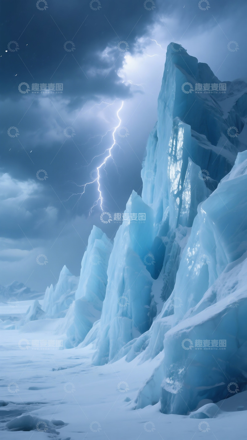 高清大图下载【趣麦麦图】风雪总的垂直冰山