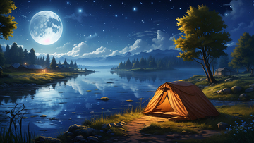 星空湖畔露营