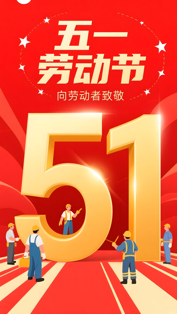 五一劳动节金色数字51庆典宣传海报