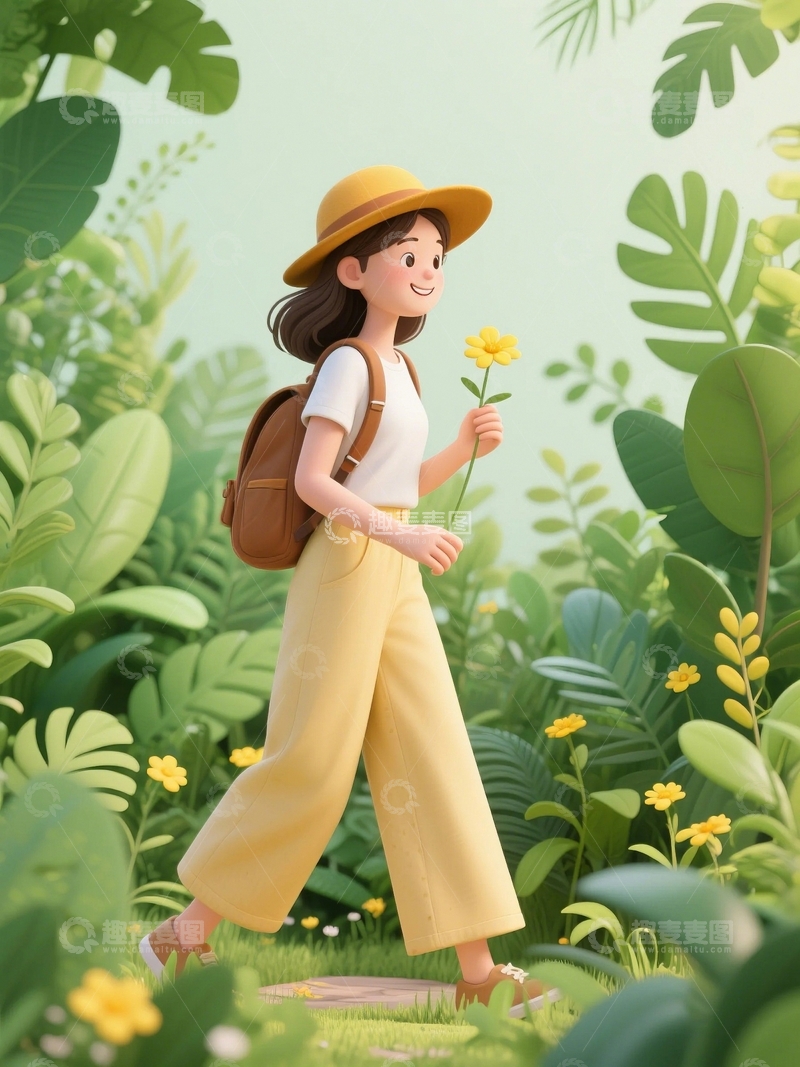 高清大图下载【趣麦麦图】踏青出游人物背景6