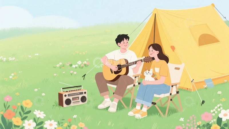 踏青出游情侣人物2